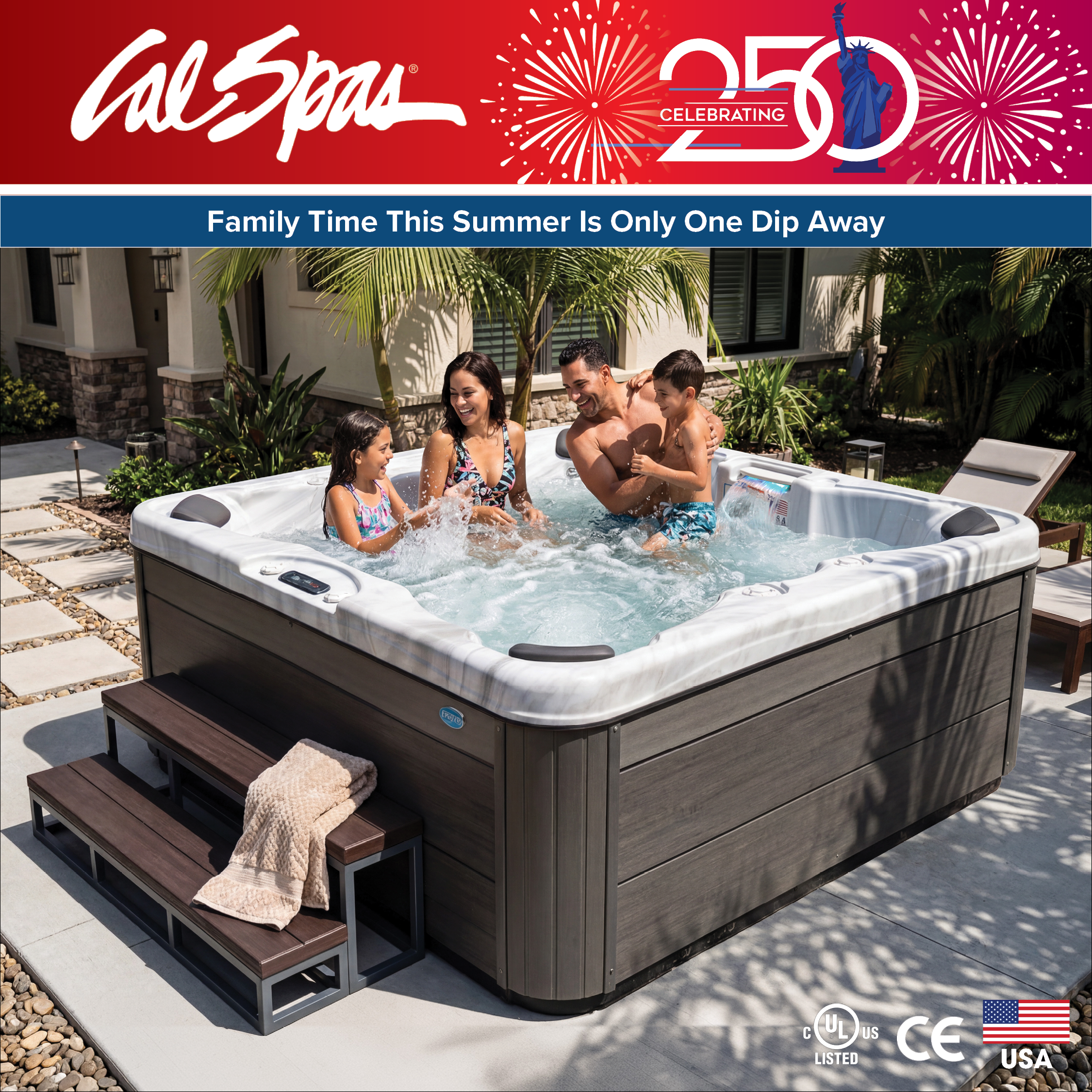 Calspas hot tub being used in a family setting - Fall River